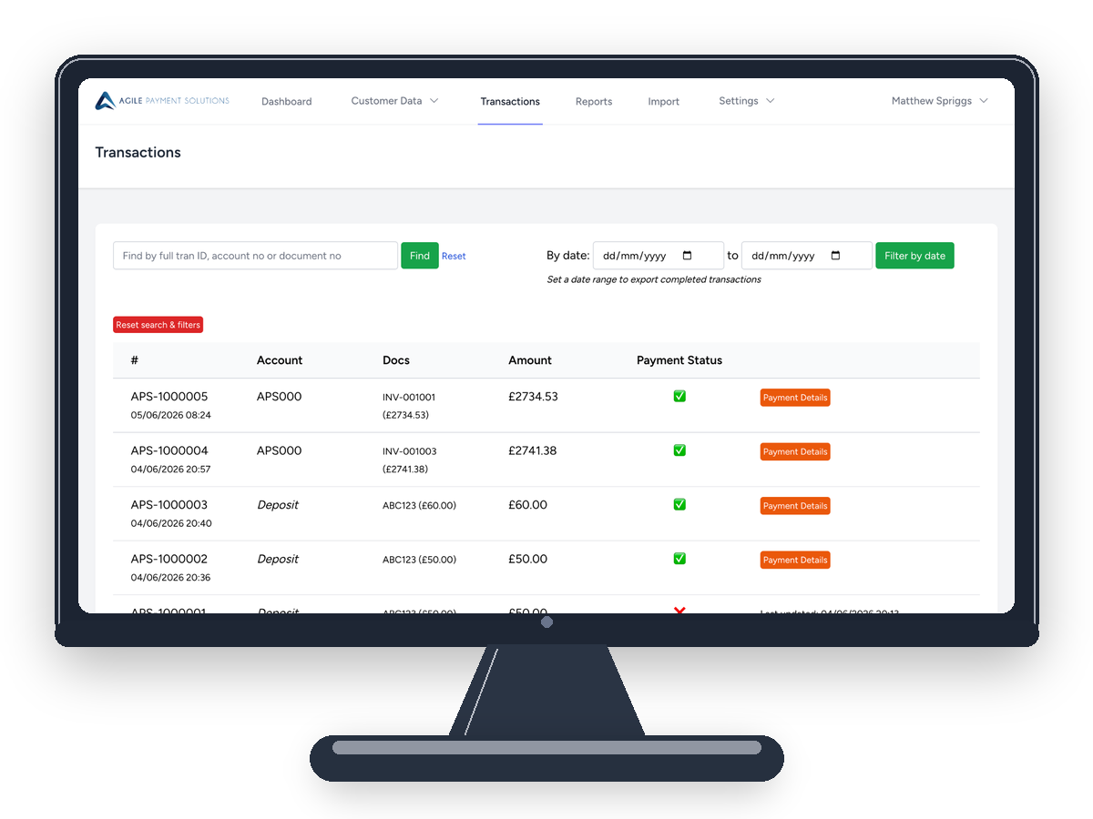 Image showing the back office transaction management screen.